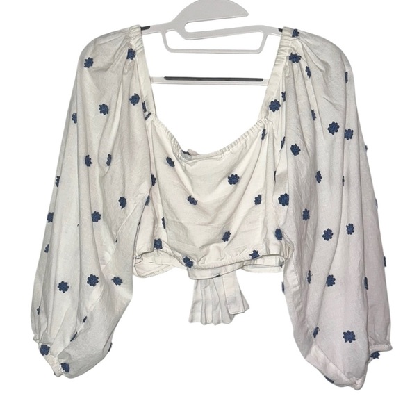 FARM Rio ~ Women’s Blue Flowers Crop Top ~ Size Small - Picture 4 of 6